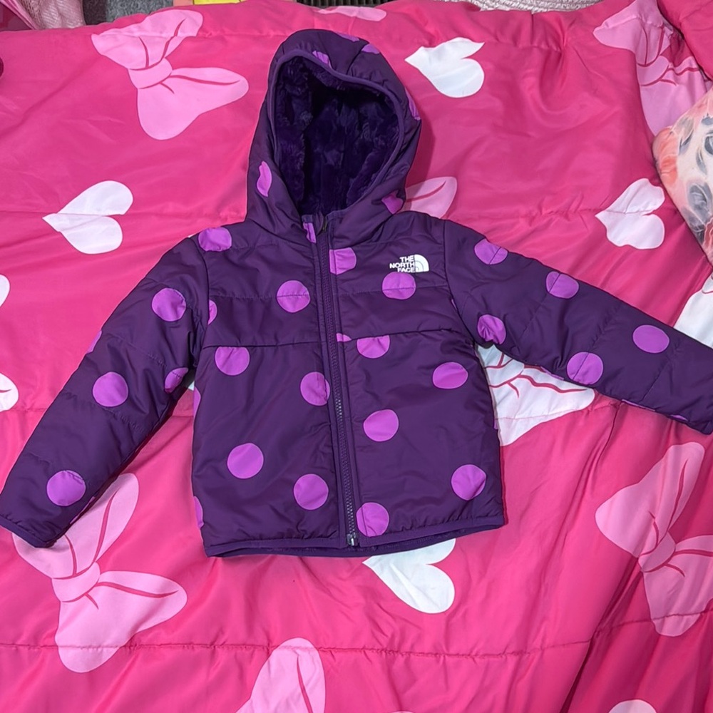The North Face Purple Jacket with Polka Dots